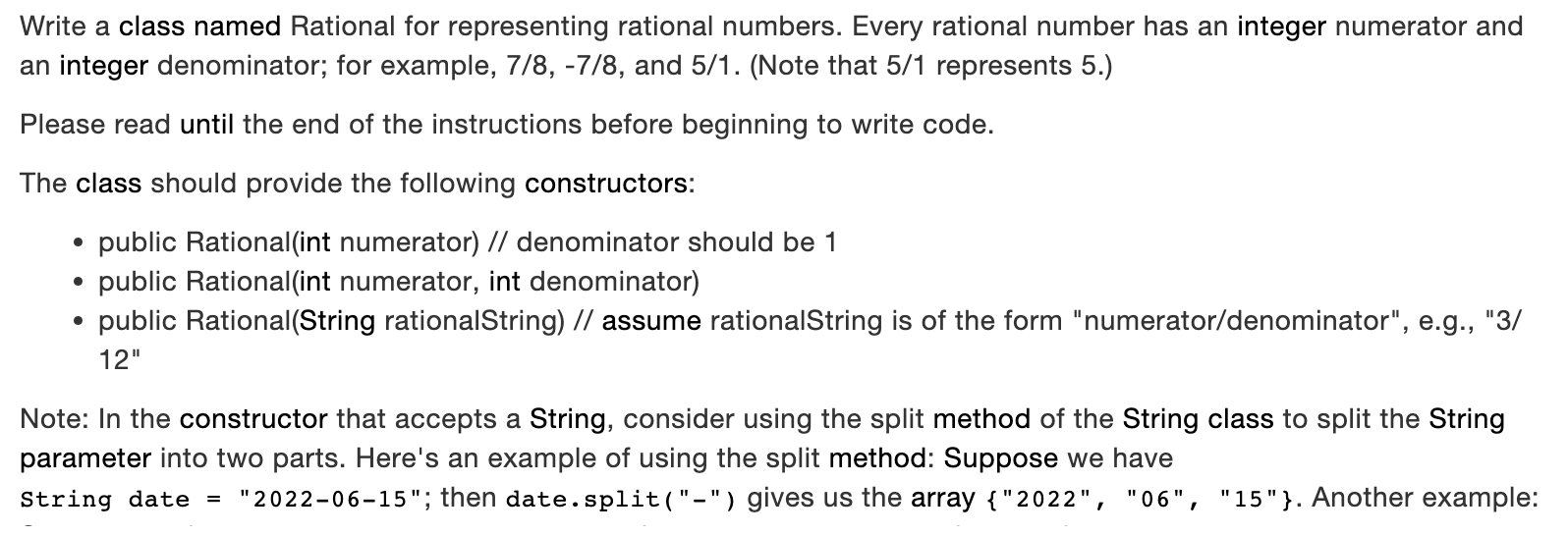 Solved Write a class named Rational for representing | Chegg.com