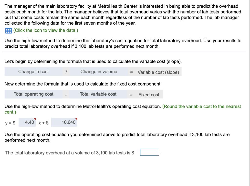 Solved The manager of the main laboratory facility at