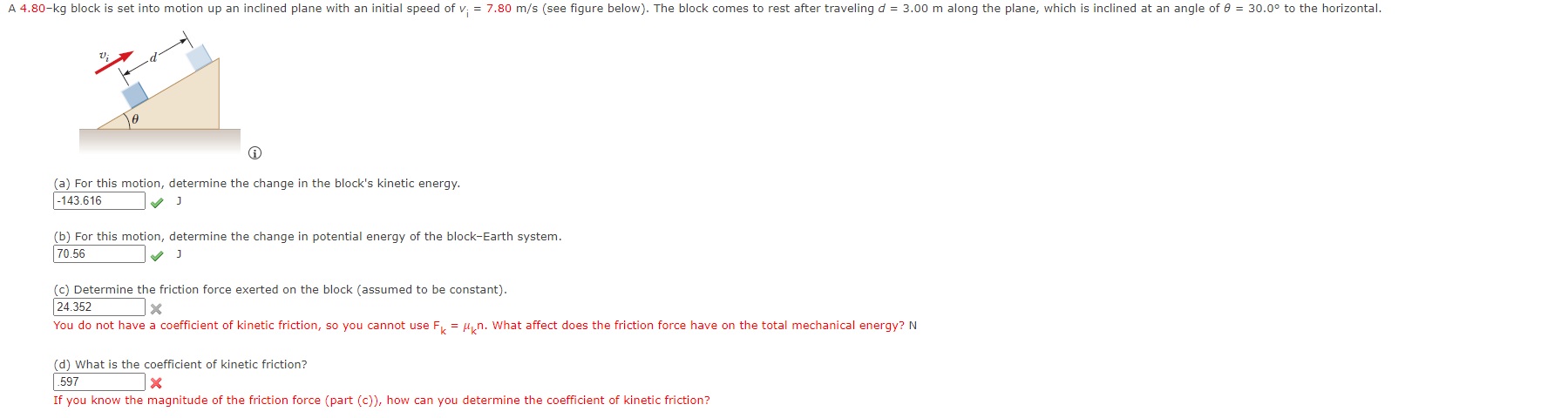 Solved (a) For this motion, determine the change in the | Chegg.com