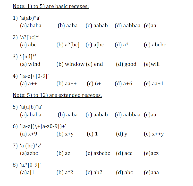 Solved 1) 'a(ab)*a (a)ababa (b) Aaba (c) Aabab (d) Aabbaa | Chegg.com