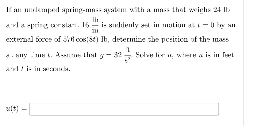 Solved If An Undamped Spring-mass System With A Mass That | Chegg.com