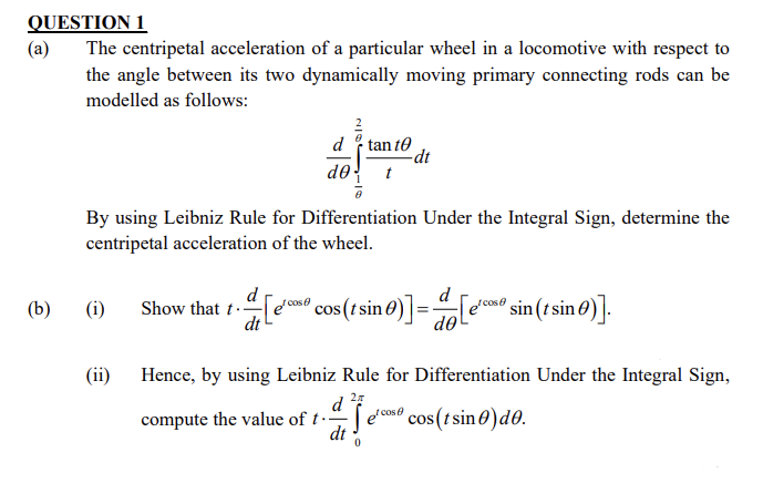 Solved QUESTION 1 (a) The centripetal acceleration of a | Chegg.com