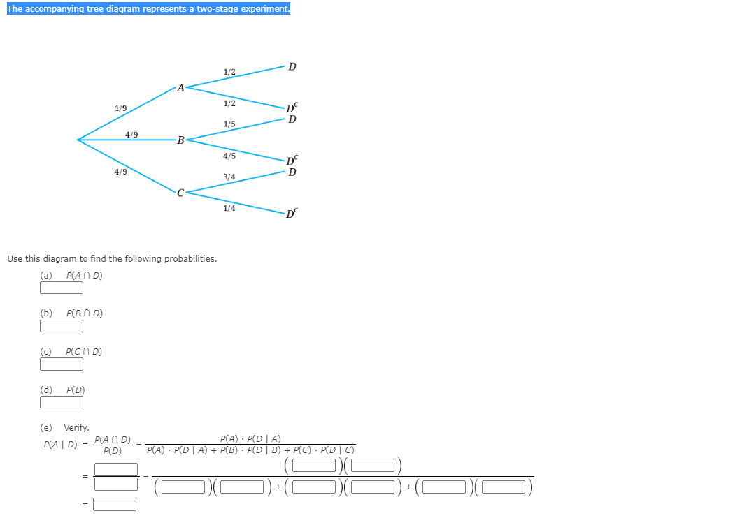 Solved The accompanying tree diagram represents a two-stage | Chegg.com