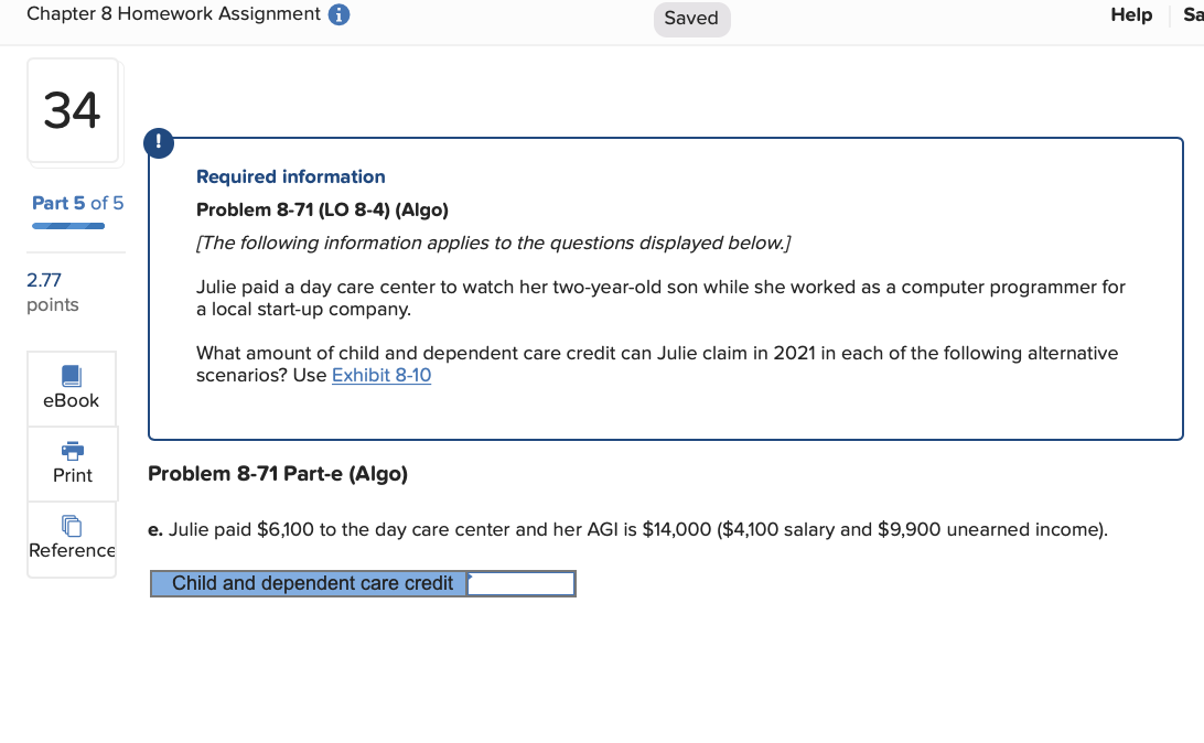 Chapter 8 Homework Assignment i Saved Help Sa 30 Part | Chegg.com