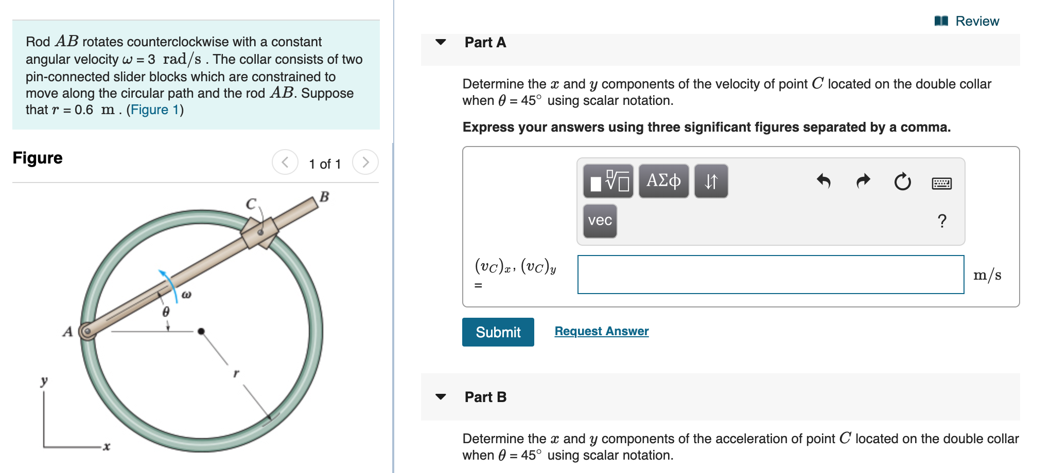 Solved | Review Part A Rod AB Rotates Counterclockwise With | Chegg.com