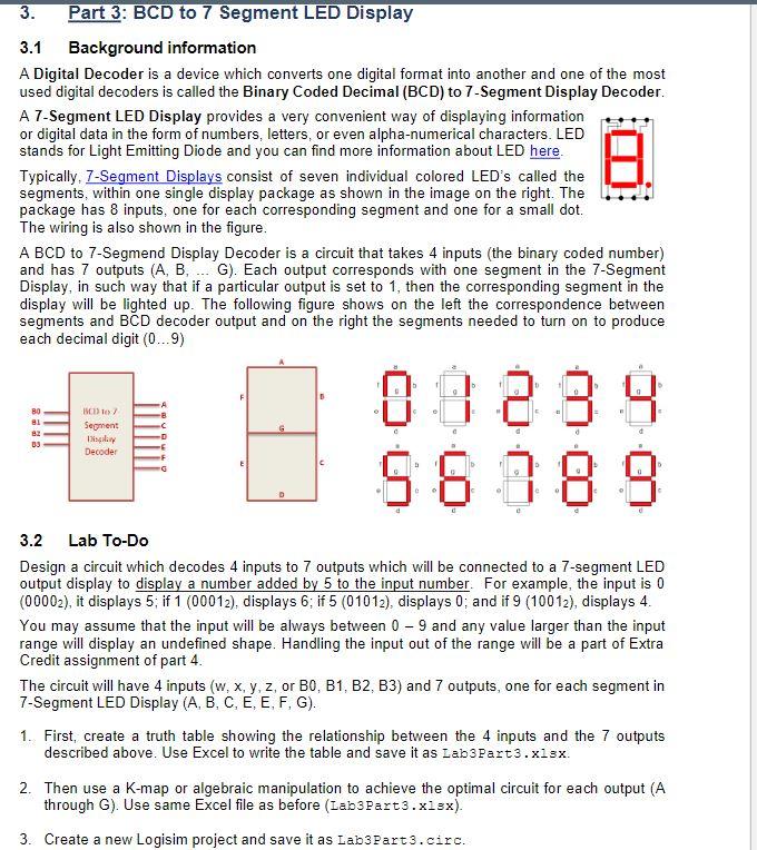 3. Part 3: BCD to 7 Segment LED Display 3.1 | Chegg.com