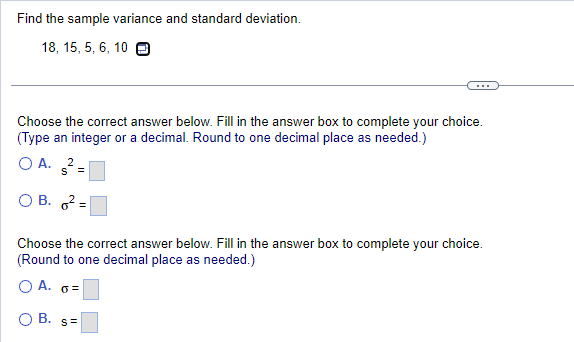 Solved Find the sample variance and standard deviation. | Chegg.com