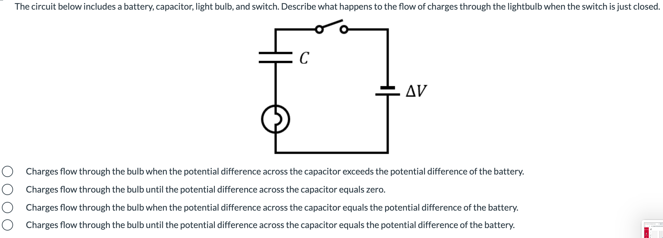 Solved The circuit below includes a battery, capacitor,