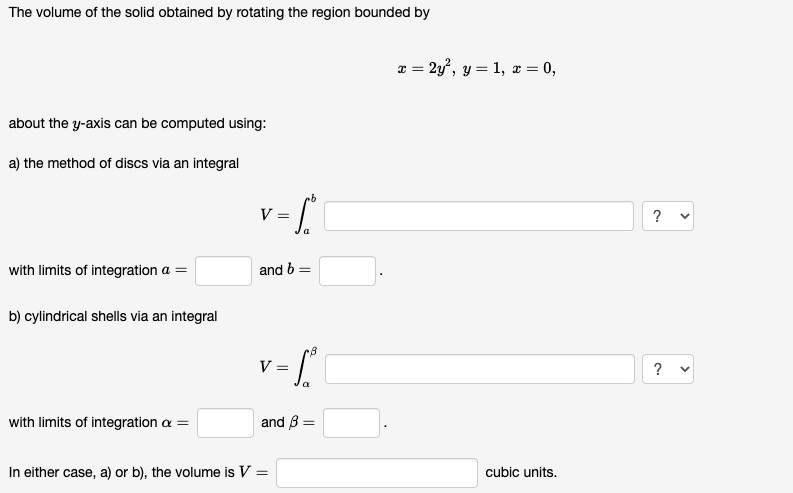 Solved The volume of the solid obtained by rotating the | Chegg.com