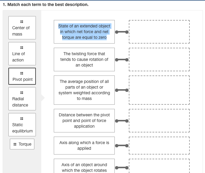 Solved 1. Match each term to the best description. Center of