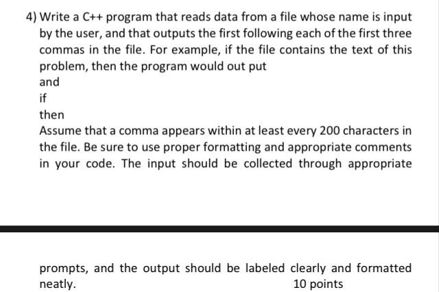 Solved 4) Write a C++ program that reads data from a file | Chegg.com
