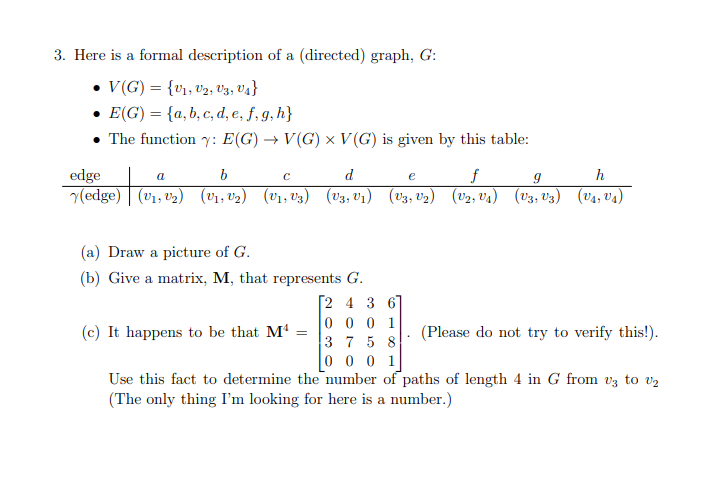 3 Here Is A Formal Description Of A Directed Gra Chegg Com