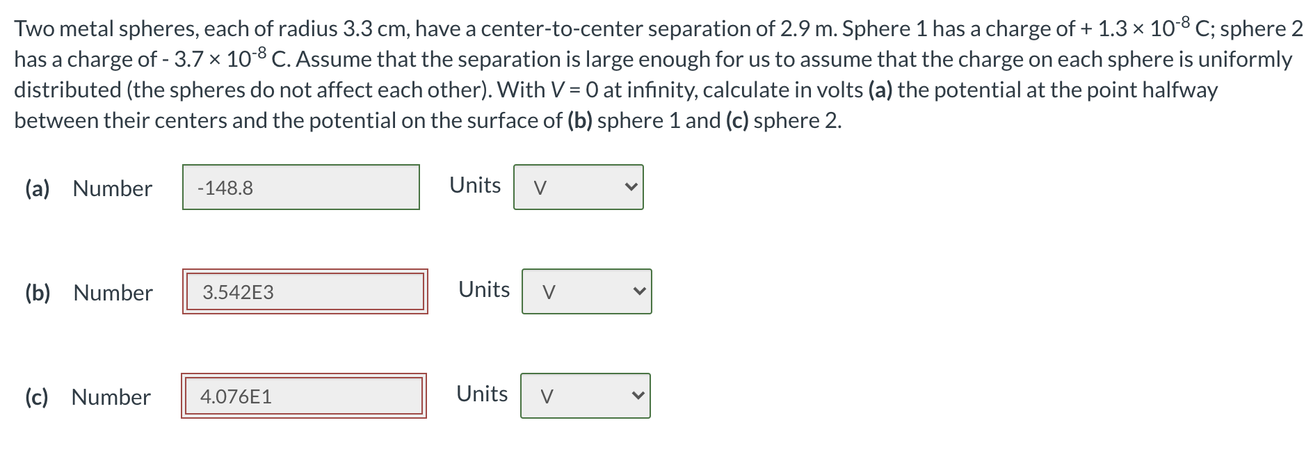 Solved Two metal spheres, each of radius 3.3 cm, have a
