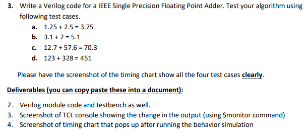 Solved NEED SOURCE CODE, TESTBENCH, AND SCREENSHOTS OF TCL | Chegg.com