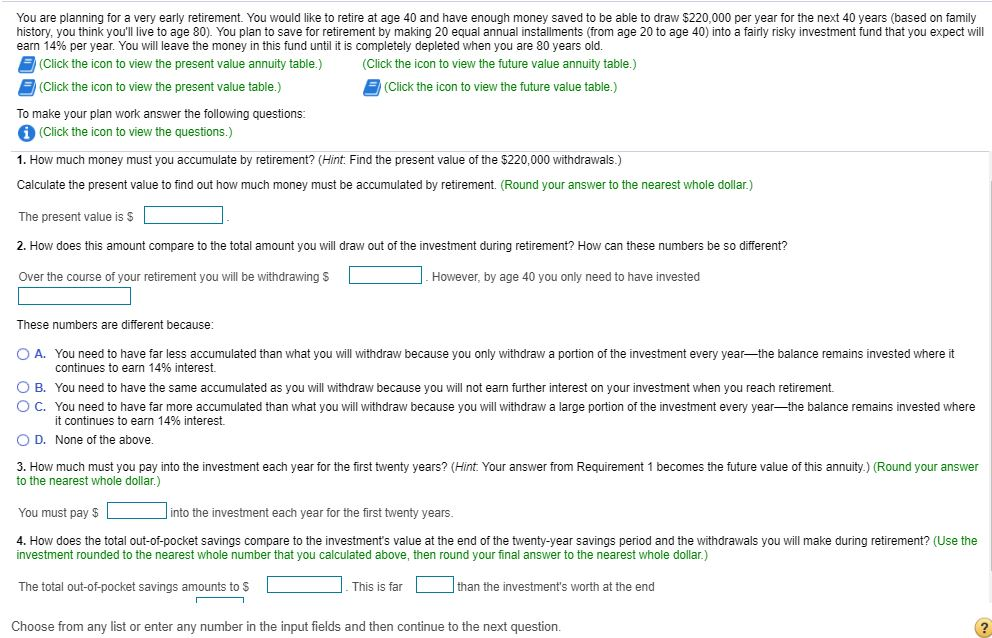 Solved You are planning for a very early retirement. You