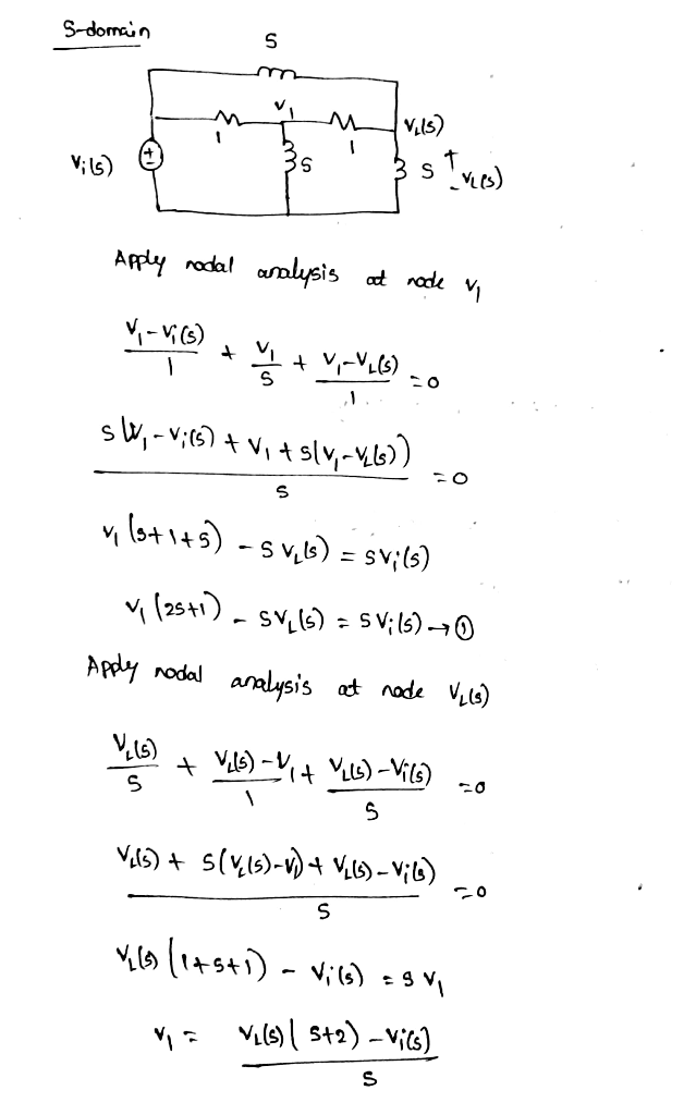 Find The Transfer Function G S V L S V S For The Circuit Given In Figure 2 14 Solve The Problem Two Ways Mesh Analysis And Nodal Analysis Show That The Two Methods Yield The Same Result