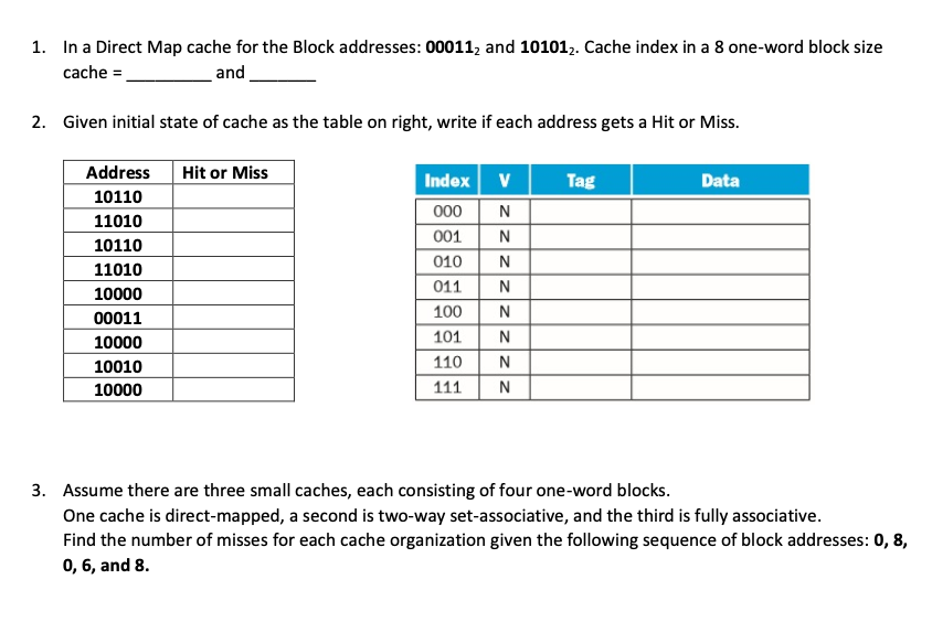 solved-1-in-a-direct-map-cache-for-the-block-addresses-chegg