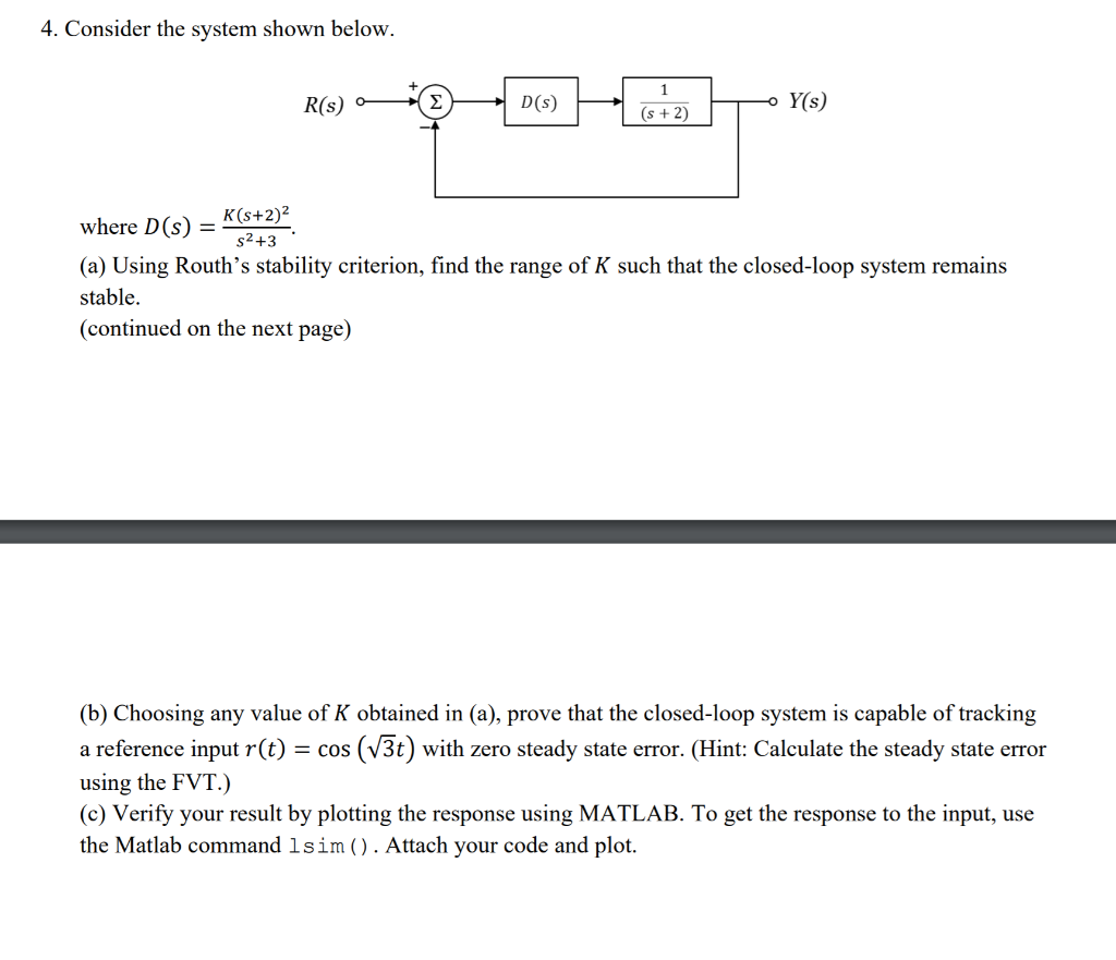 Solved 4. Consider The System Shown Below. R(s) D(S) 1 (s | Chegg.com