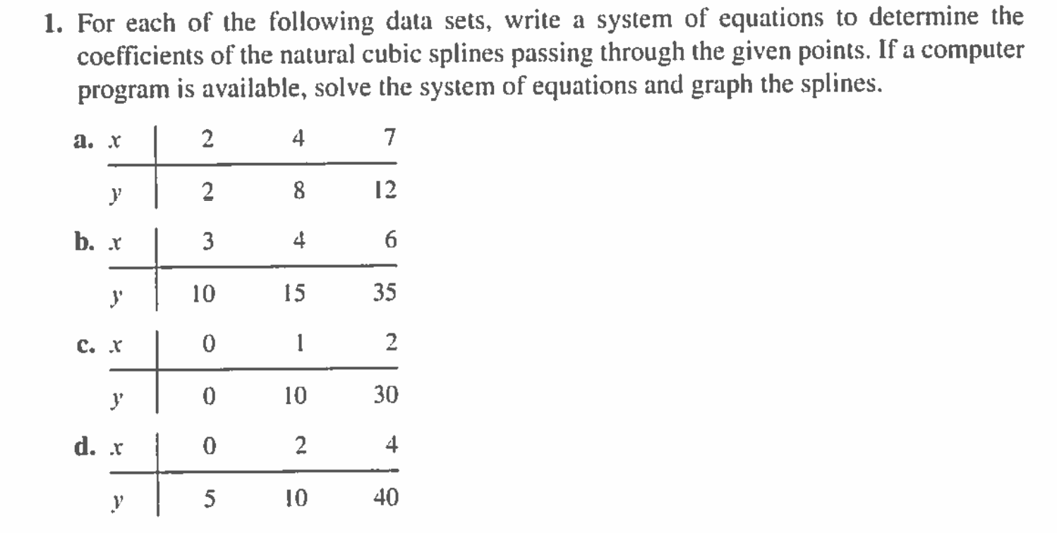 Solved 1. For each of the following data sets, write a | Chegg.com