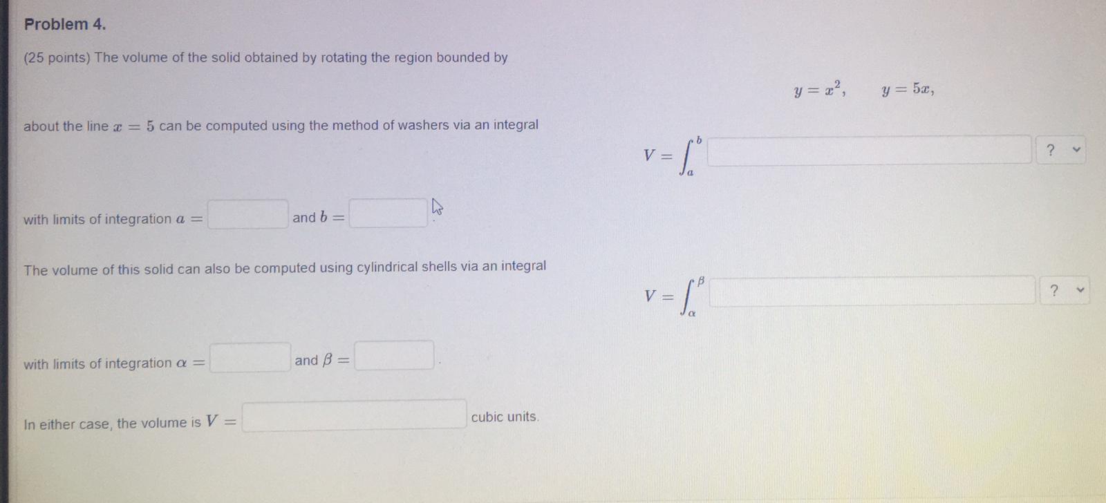 Solved Problem 4 25 Points The Volume Of The Solid 4292