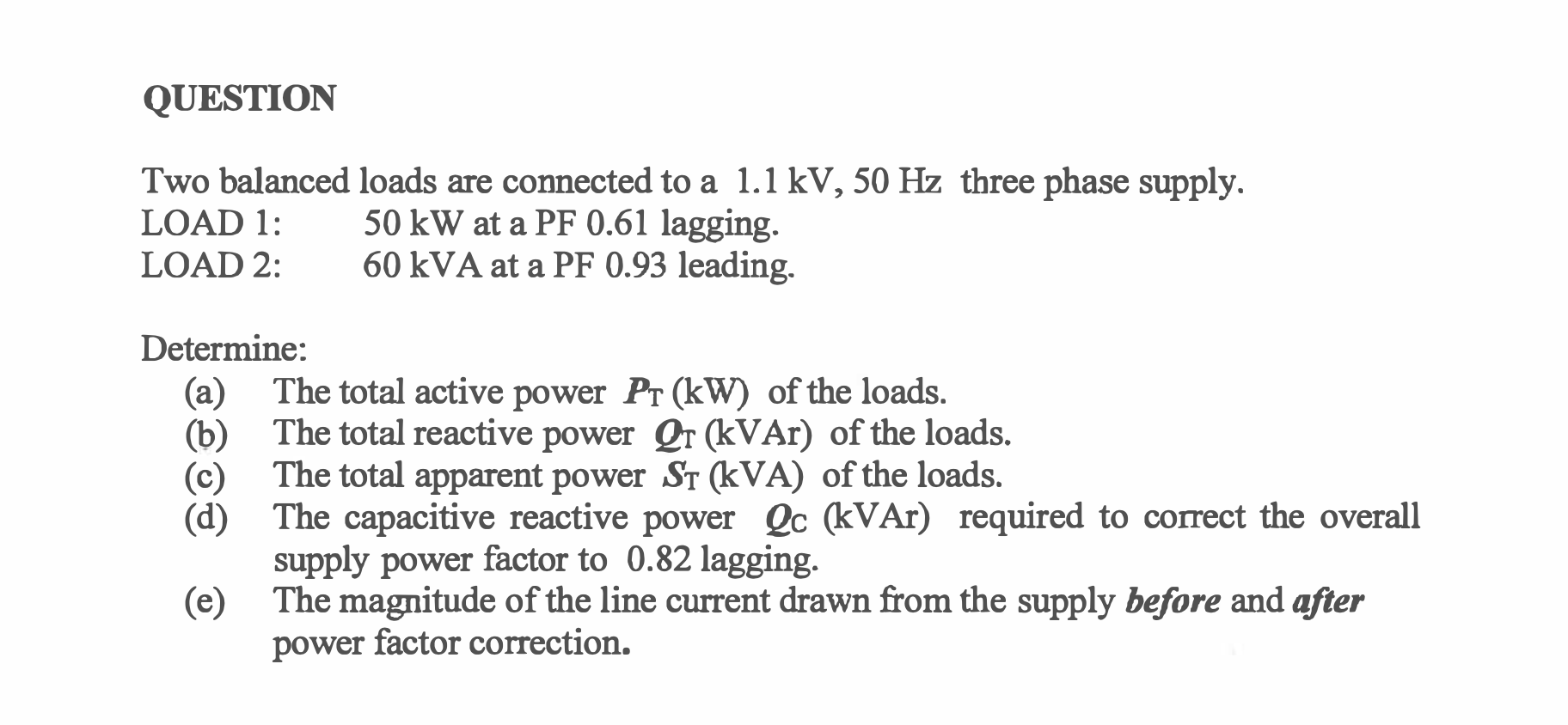 Solved QUESTION Two balanced loads are connected to a 1.1 | Chegg.com