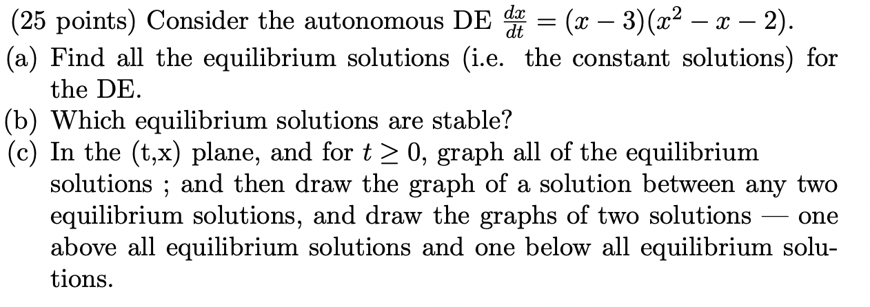 Solved (25 points) Consider the autonomous DE | Chegg.com