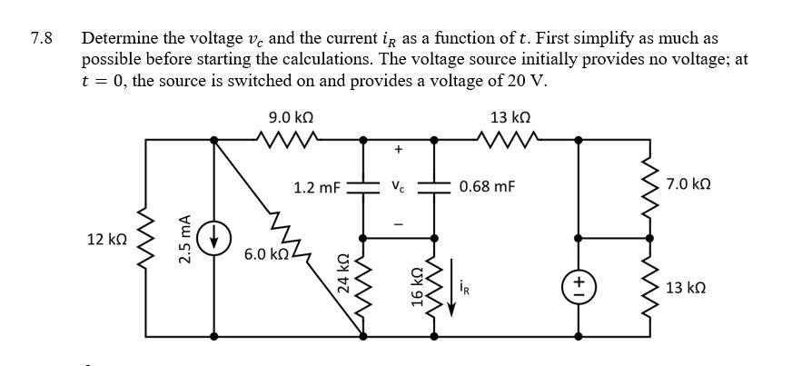 Solved 7.8 Determine the voltage vc and the current in as a | Chegg.com