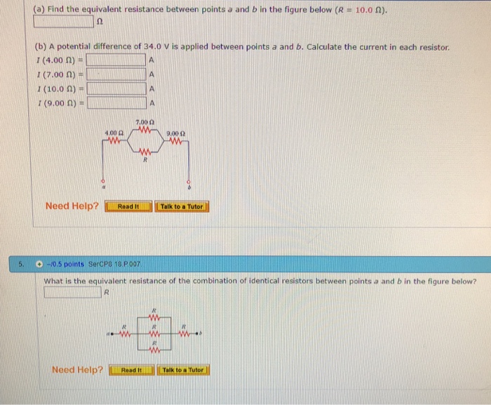 Solved (a) Find the equivalent resistance between points a | Chegg.com