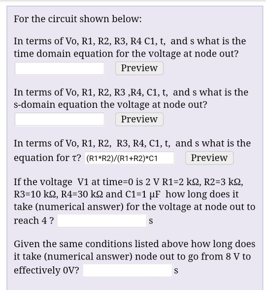 Solved For the circuit shown below: In terms of Vo, R1, R2, | Chegg.com