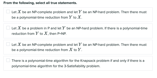 Solved From the following, select all true statements. Let X | Chegg.com