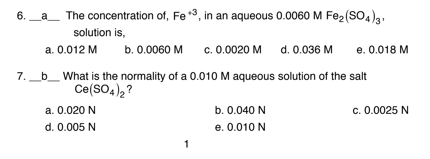 Solved 6. __a__ The concentration of, Fe +3, in an aqueous | Chegg.com