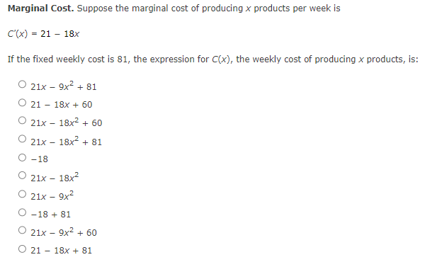 Solved Marginal Cost. Suppose the marginal cost of producing | Chegg.com
