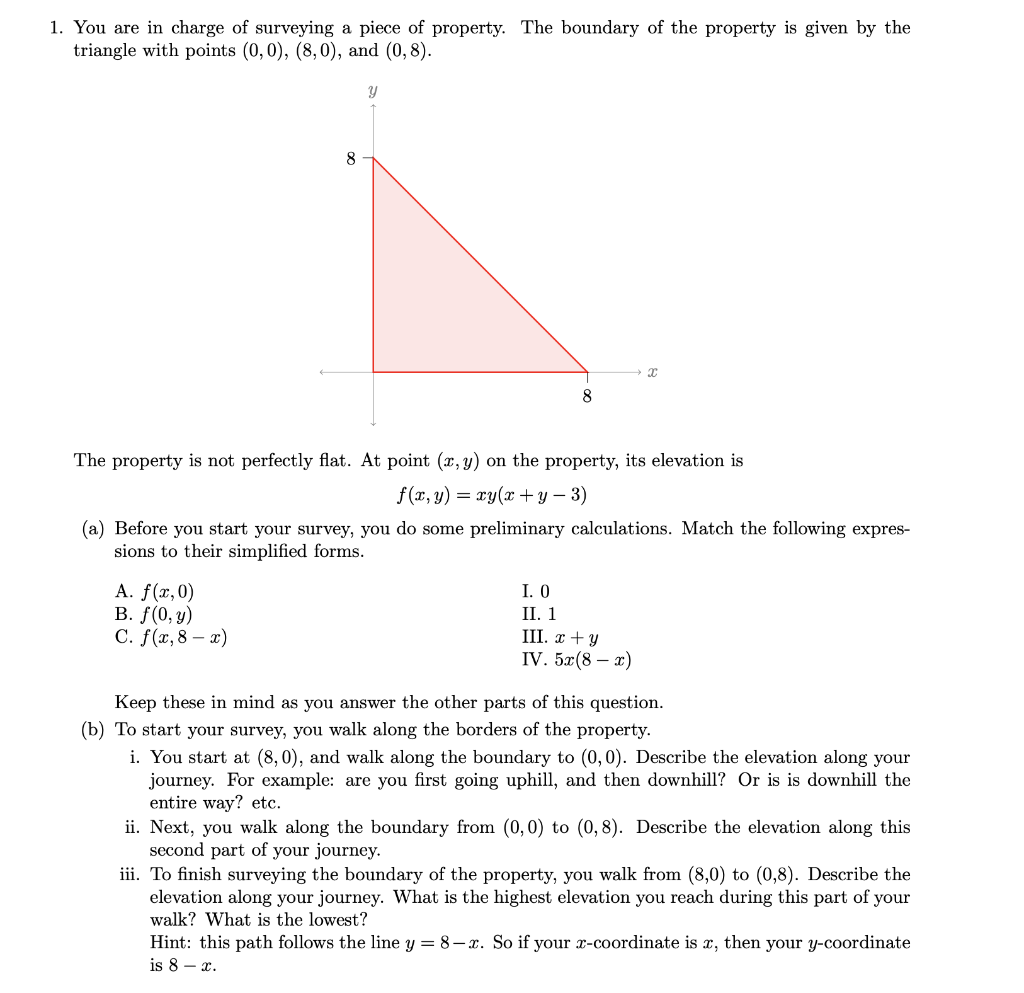Solved 1. You are in charge of surveying a piece of | Chegg.com