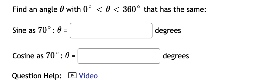 Solved Find an angle o with 0° | Chegg.com