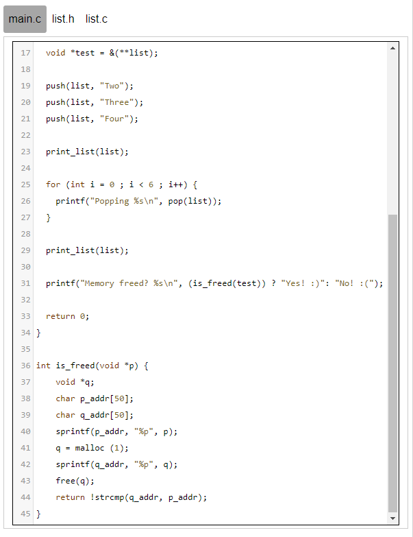 Solved main.c list.h list.c 1 /* List.h */ 2 5 3 struct Node | Chegg.com