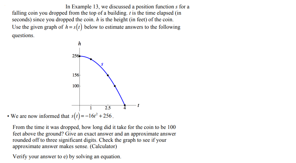 Solved In Example 13, we discussed a position function s for | Chegg.com
