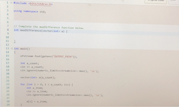Solved 1 曰#include 3 using namespace std; 6 7 I1 Complete | Chegg.com