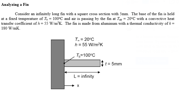 Solved Analyzing a Fin Consider an infinitely long fin with | Chegg.com