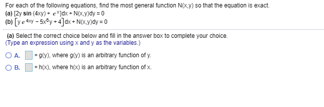 Solved For Each Of The Following Equations Find The Most Chegg Com