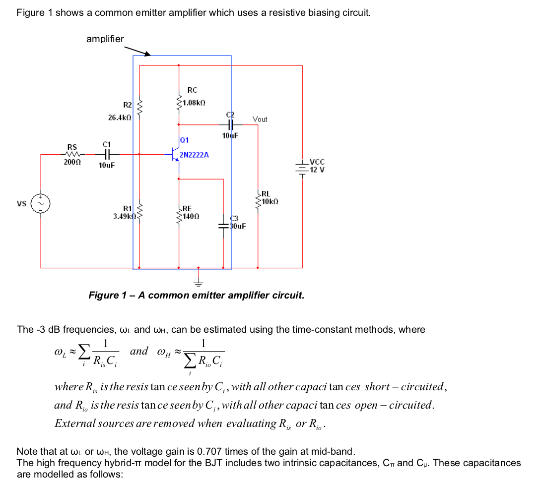 Solved Figure 1 shows a common emitter amplifier which uses | Chegg.com