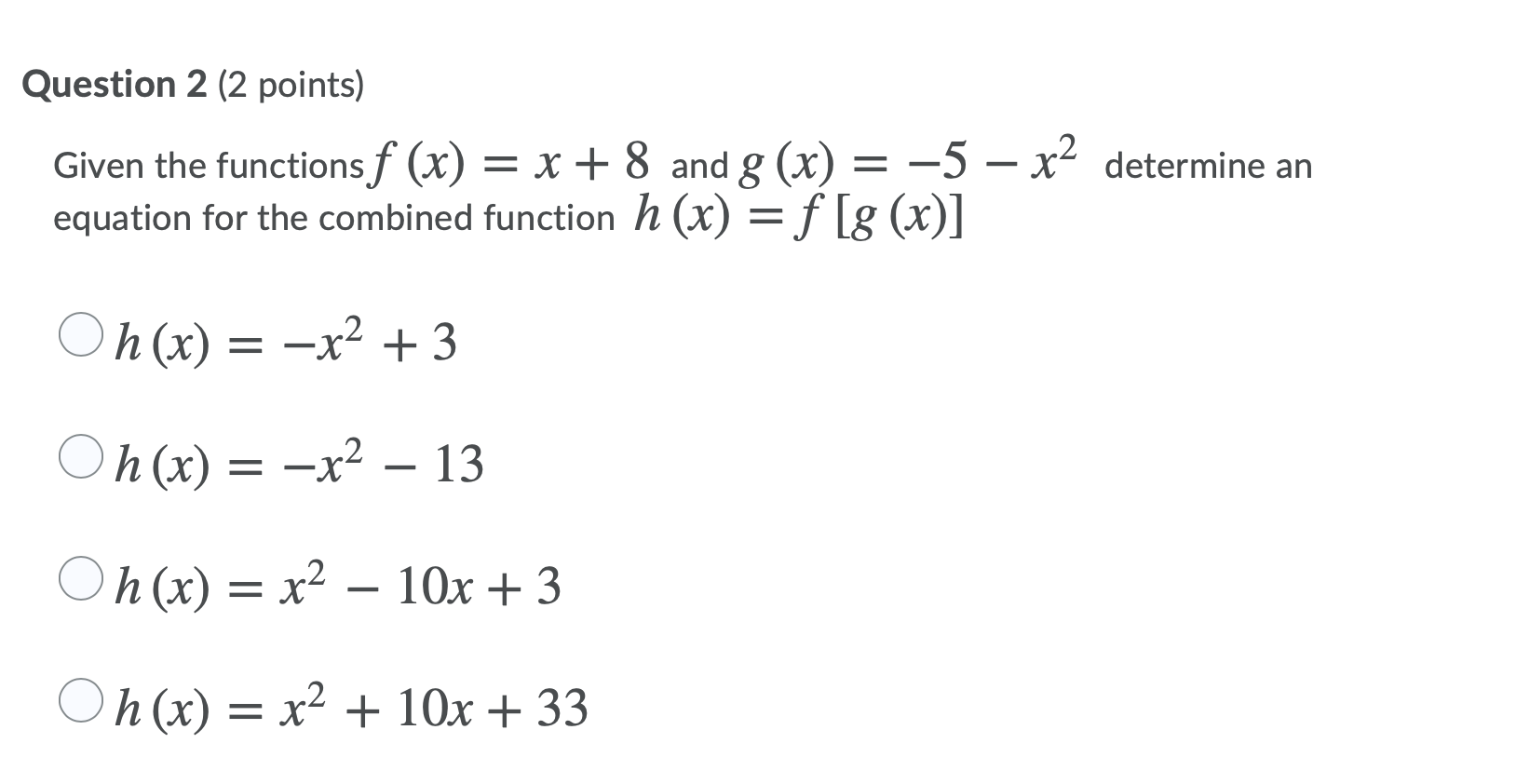 Solved Question 1 (2 points) - Given the functions f (x) = | Chegg.com