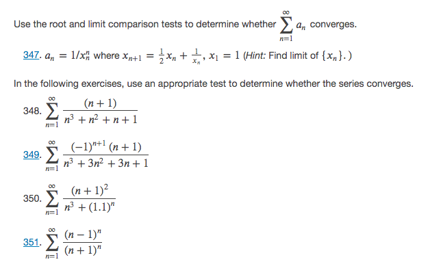 Solved Use the root and limit comparison tests to determine | Chegg.com
