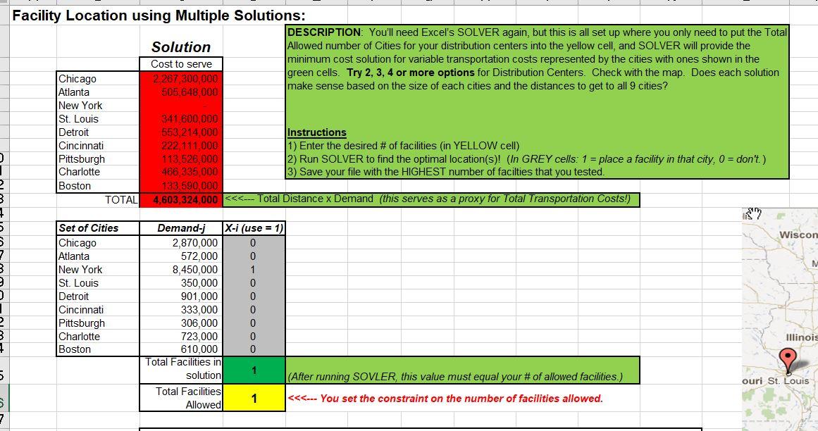 Facility Location using Multiple Solutions: | Chegg.com