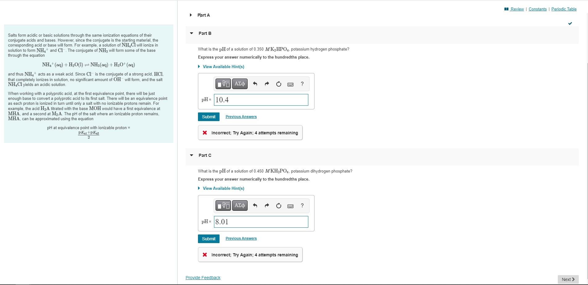 Solved I'm not sure what I'm doing wrong. I got part A | Chegg.com