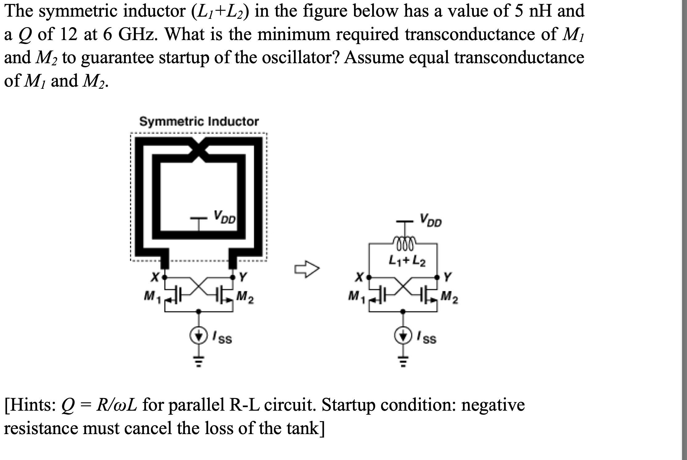 Solved The symmetric inductor (L1+L2) in the figure below | Chegg.com