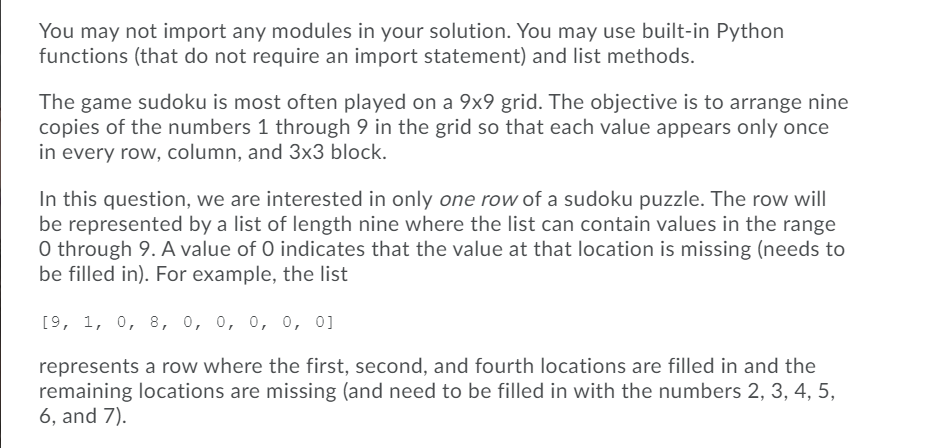 Solved You may not import any modules in your solution. You | Chegg.com