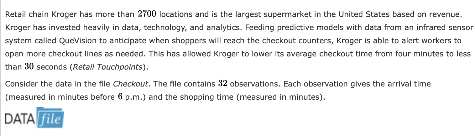 Solved Retail chain Kroger has more than 2700 locations and | Chegg.com