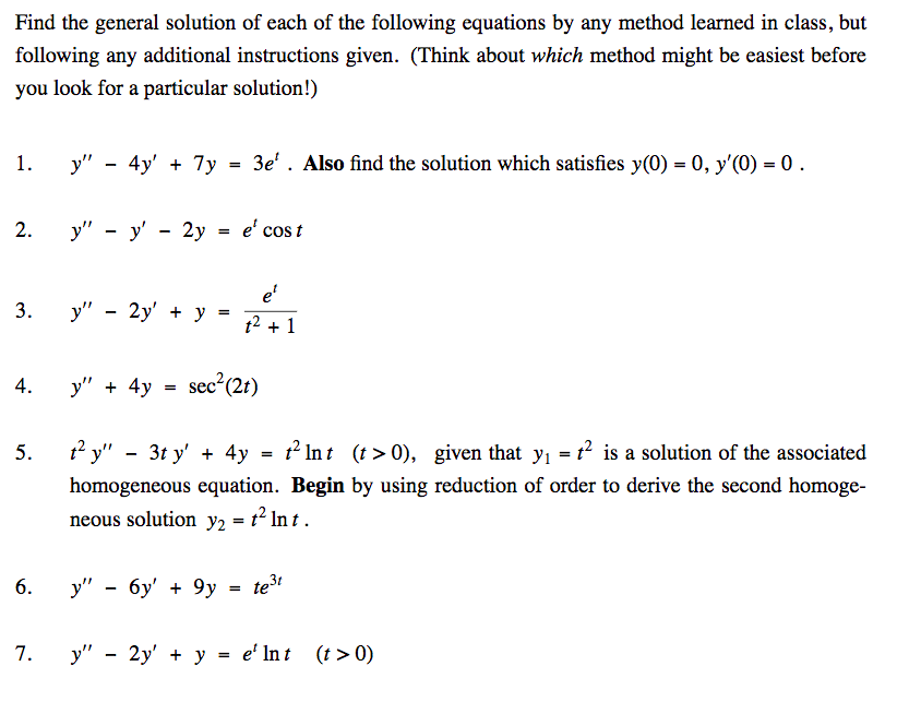 Solved Find the general solution of each of the following | Chegg.com