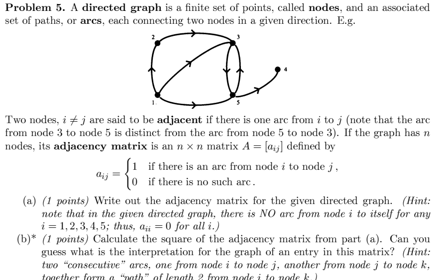 Solved Problem 5. A directed graph is a finite set of | Chegg.com