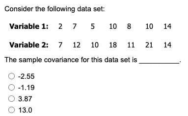 Solved Consider the following data set: Variable 1: 27 5 10 | Chegg.com